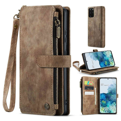 For Samsung Galaxy S20 Plus 4G / 5G Phone Cases with Strap CASEME C30 Zipper Multiple Card Holder PU Leather Cover