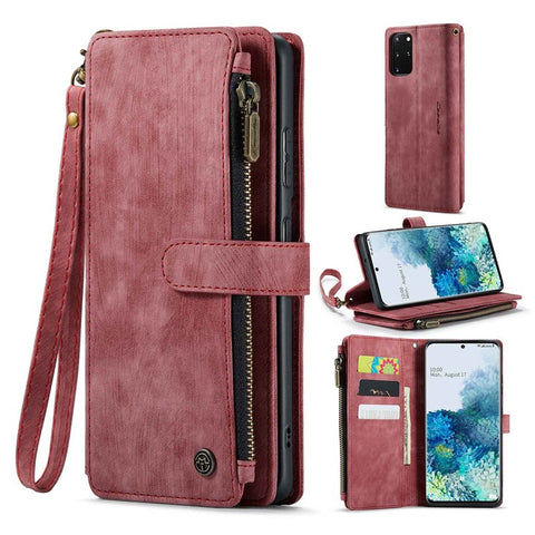 For Samsung Galaxy S20 Plus 4G / 5G Phone Cases with Strap CASEME C30 Zipper Multiple Card Holder PU Leather Cover
