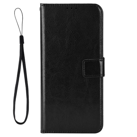 For Oppo A97 5G Crazy Horse Texture Wallet Case TPU Inner Shell Stand PU Leather Flip Folio Phone Cover with Strap