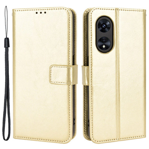 For Oppo A97 5G Crazy Horse Texture Wallet Case TPU Inner Shell Stand PU Leather Flip Folio Phone Cover with Strap