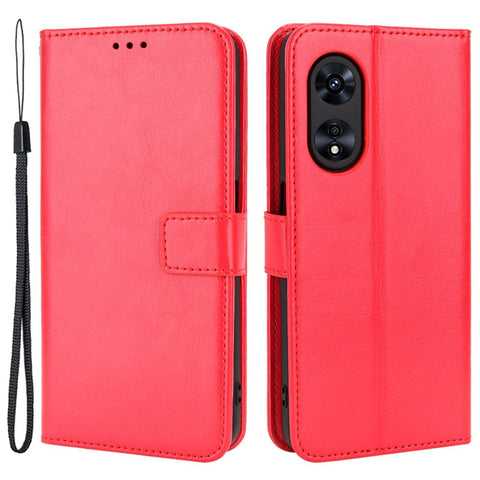 For Oppo A97 5G Crazy Horse Texture Wallet Case TPU Inner Shell Stand PU Leather Flip Folio Phone Cover with Strap