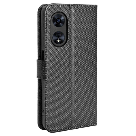 For Oppo A97 5G PU Leather Diamond Texture Shockproof Phone Case Magnetic Closure Stand Function Folio Flip Wallet Cover with Strap