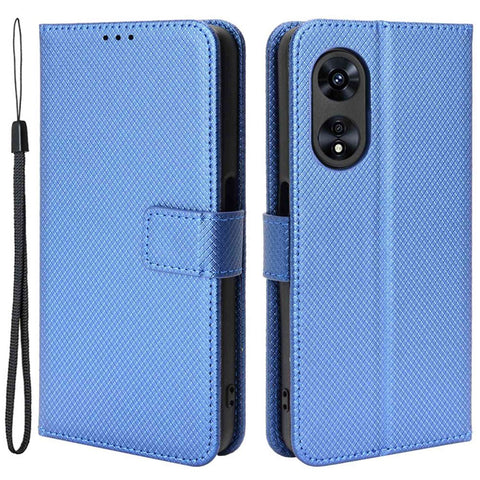 For Oppo A97 5G PU Leather Diamond Texture Shockproof Phone Case Magnetic Closure Stand Function Folio Flip Wallet Cover with Strap