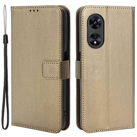 For Oppo A97 5G PU Leather Diamond Texture Shockproof Phone Case Magnetic Closure Stand Function Folio Flip Wallet Cover with Strap