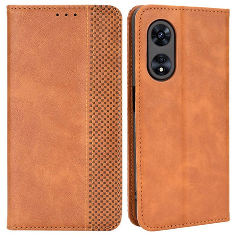 For Oppo A97 5G Auto Closing Magnetic Phone Case Retro PU Leather + TPU Wallet Stand Phone Cover
