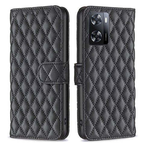 BINFEN COLOR Mobile Phone Cover for Oppo A57 4G / A57s 4G BF Style-14 Folio Flip Imprinted Rhombus Pattern Stand Magnetic Phone Shell with Wallet