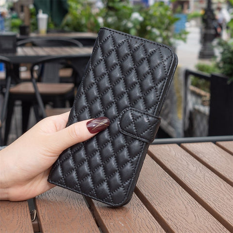 BINFEN COLOR for Motorola Moto G62 5G BF Style-14 Wear-resistant Imprinted Rhombus Pattern Stand Anti-fall Phone Shell with Wallet