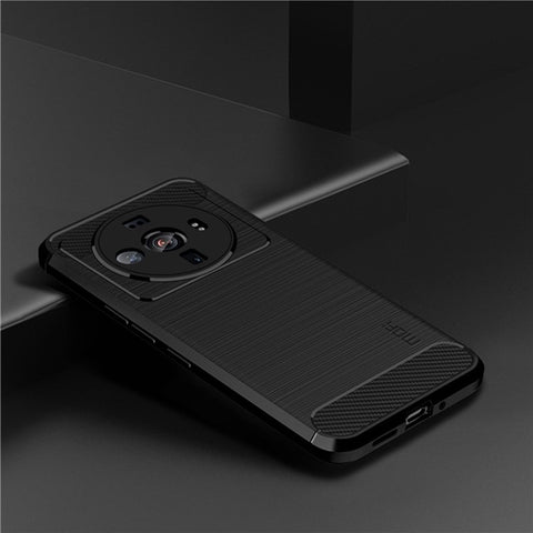MOFI JK TPU Series-1 for Xiaomi 12S Ultra 5G Anti-scratch Brushed Surface Soft TPU Drop-proof Case Carbon Fiber Phone Shell