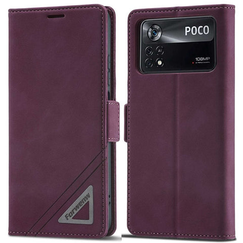 FORWENW F3-Series For Xiaomi Poco M4 Pro 4G Shockproof Flip Wallet Case PU Leather Phone Protective Cover with Stand