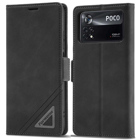 FORWENW F3-Series For Xiaomi Poco M4 Pro 4G Shockproof Flip Wallet Case PU Leather Phone Protective Cover with Stand
