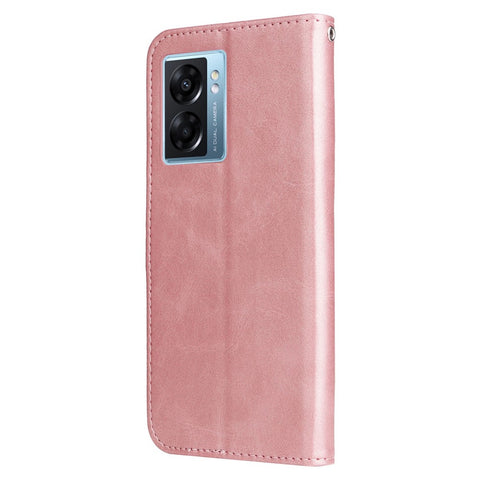 For Oppo A57 4G / A57s 4G / A57 (2022) 5G / A77 5G / K10 5G / Realme V23 5G / Narzo 50 5G / Q5i Textured Leather Case Wallet Stand Zipper Pocket Phone Cover