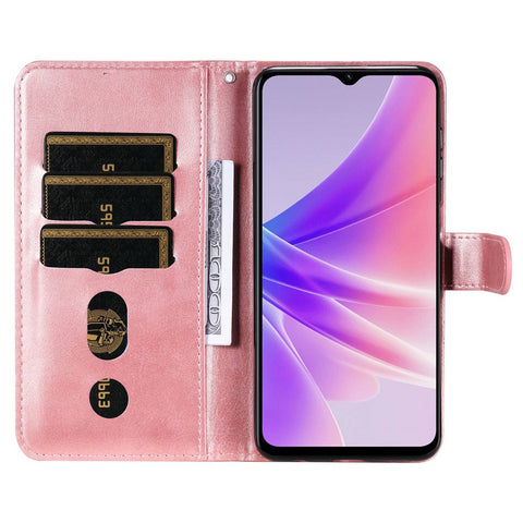 For Oppo A57 4G / A57s 4G / A57 (2022) 5G / A77 5G / K10 5G / Realme V23 5G / Narzo 50 5G / Q5i Textured Leather Case Wallet Stand Zipper Pocket Phone Cover