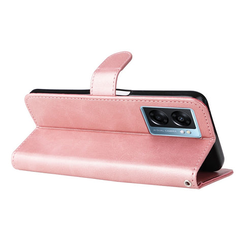 For Oppo A57 4G / A57s 4G / A57 (2022) 5G / A77 5G / K10 5G / Realme V23 5G / Narzo 50 5G / Q5i Textured Leather Case Wallet Stand Zipper Pocket Phone Cover