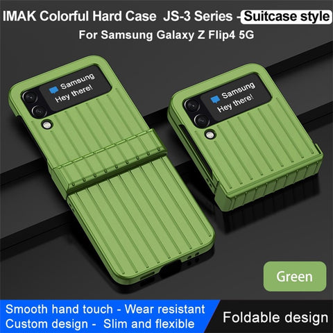 IMAK JS-3 Series Suitcase Style for Samsung Galaxy Z Flip4 5G Hinge Design Anti-fall Hard PC Phone Cover