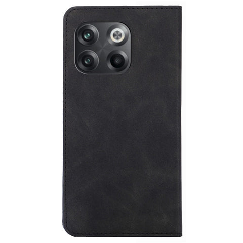 For OnePlus 10T 5G / Ace Pro 5G Skin-touch PU Leather Cover Stand Hidden Magnetic Adsorption Flip Card Slots Phone Case