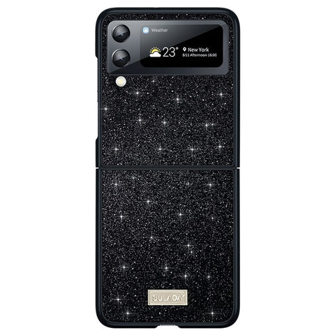 SULADA For Samsung Galaxy Z Flip4 5G Celebrities-Series Glitter Sequins Phone Cover Anti-scratch PU Leather Coated PC + TPU Hybrid Case
