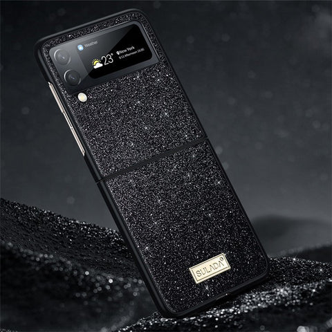 SULADA For Samsung Galaxy Z Flip4 5G Celebrities-Series Glitter Sequins Phone Cover Anti-scratch PU Leather Coated PC + TPU Hybrid Case