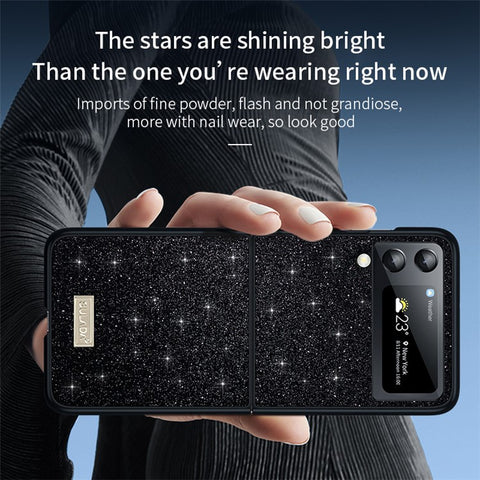 SULADA For Samsung Galaxy Z Flip4 5G Celebrities-Series Glitter Sequins Phone Cover Anti-scratch PU Leather Coated PC + TPU Hybrid Case