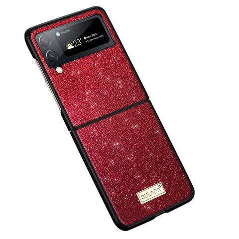 SULADA For Samsung Galaxy Z Flip4 5G Celebrities-Series Glitter Sequins Phone Cover Anti-scratch PU Leather Coated PC + TPU Hybrid Case