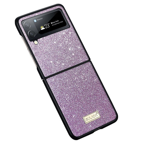 SULADA For Samsung Galaxy Z Flip4 5G Celebrities-Series Glitter Sequins Phone Cover Anti-scratch PU Leather Coated PC + TPU Hybrid Case