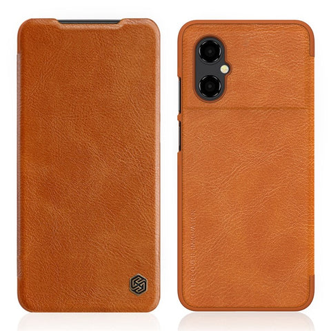 NILLKIN Qin Series for Xiaomi Poco M4 5G Anti-scratch Phone Case Shockproof PU Leather Folio Flip Phone Cover Card Holder
