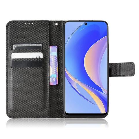 Phone Case For Huawei nova Y90 4G / Enjoy 50 Pro 4G, Full Protection Diamond Texture PU Leather Cell Phone Wallet Cover with Strap