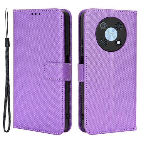 Phone Case For Huawei nova Y90 4G / Enjoy 50 Pro 4G, Full Protection Diamond Texture PU Leather Cell Phone Wallet Cover with Strap