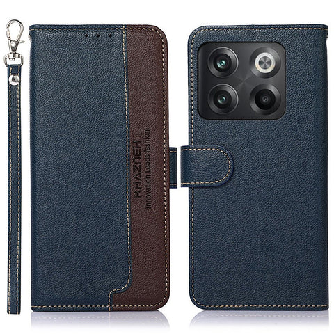 KHAZNEH For OnePlus 10T 5G / Ace Pro 5G Flip Folio Wallet RFID Blocking Case Litchi Texture PU Leather Magnetic Handbag Stand Cover with Strap