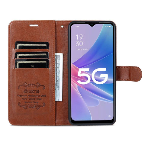 AZNS Anti-fall Flip Wallet Case for Oppo A97 5G, Full Protection PU Leather Phone Cover Shell with Adjustable Stand