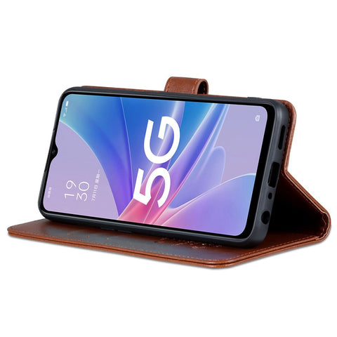 AZNS Anti-fall Flip Wallet Case for Oppo A97 5G, Full Protection PU Leather Phone Cover Shell with Adjustable Stand