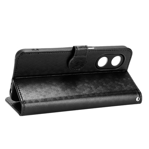 For Oppo A97 5G Wallet Stand Case Dot Pattern Imprinted TPU+PU Leather All-inclusive Protection Cover
