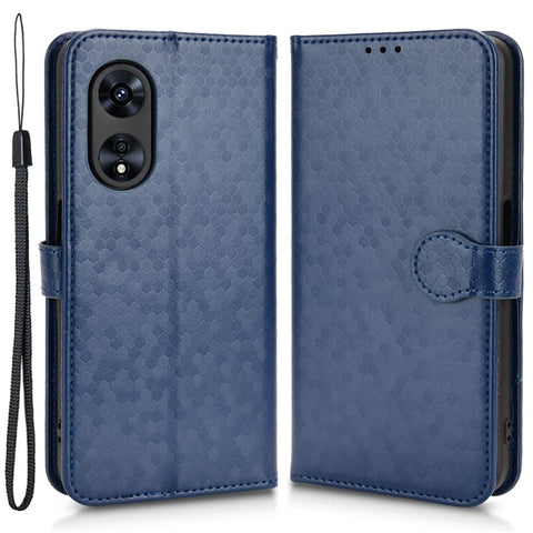 For Oppo A97 5G Wallet Stand Case Dot Pattern Imprinted TPU+PU Leather All-inclusive Protection Cover