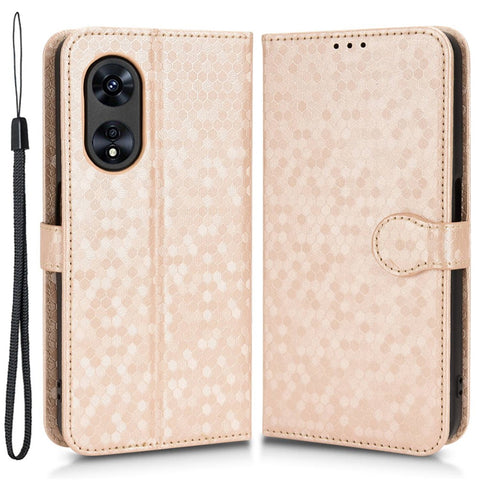 For Oppo A97 5G Wallet Stand Case Dot Pattern Imprinted TPU+PU Leather All-inclusive Protection Cover
