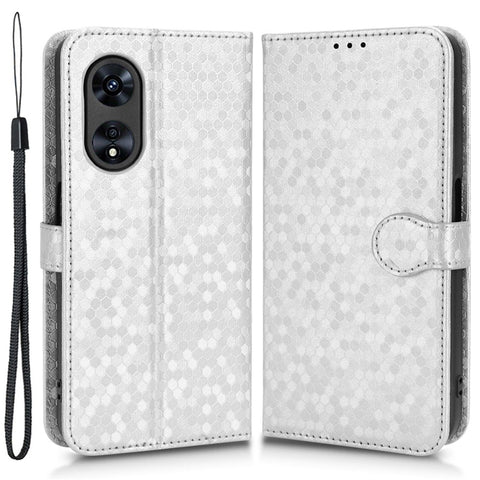 For Oppo A97 5G Wallet Stand Case Dot Pattern Imprinted TPU+PU Leather All-inclusive Protection Cover