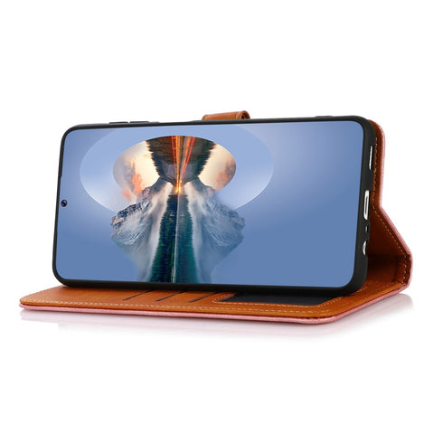 KHAZNEH for OnePlus 10T 5G / Ace Pro 5G Golden Magnetic Buckle Phone Cover, Dual Color Stand Function Wallet PU Leather Case