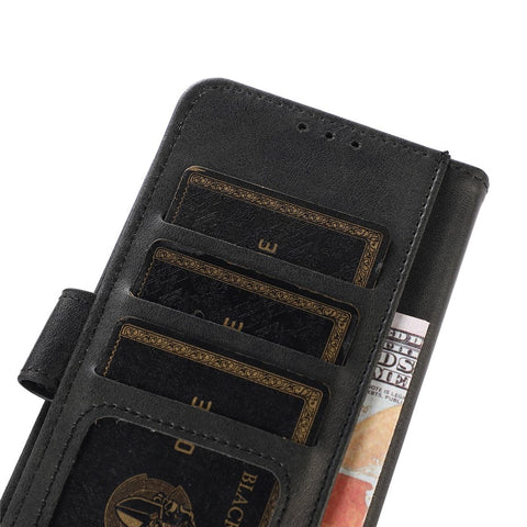 For OnePlus 10T 5G / Ace Pro 5G Anti-collision Magnetic Clasp Cowhide Textured Phone Wallet Case PU Leather Flip Cover Viewing Stand