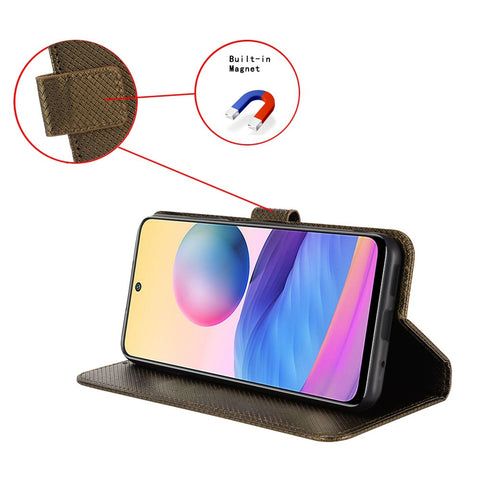 For OnePlus 10T 5G / Ace Pro 5G Diamond Texture Collision Resistant Phone Shell Magnetic Clasp PU Leather Stand Wallet Case with Wrist Strap