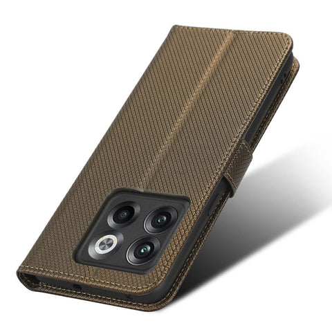 For OnePlus 10T 5G / Ace Pro 5G Diamond Texture Collision Resistant Phone Shell Magnetic Clasp PU Leather Stand Wallet Case with Wrist Strap