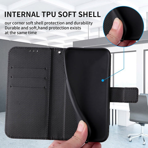 For OnePlus 10T 5G / Ace Pro 5G Diamond Texture Collision Resistant Phone Shell Magnetic Clasp PU Leather Stand Wallet Case with Wrist Strap