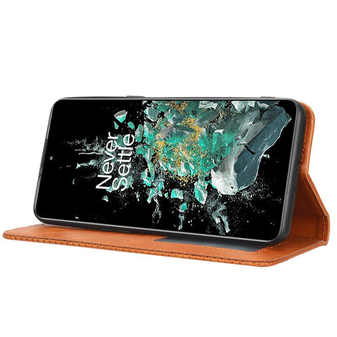 For OnePlus 10T 5G / Ace Pro 5G Magnetic Auto Closing Wallet Feature Case Retro Imprint Pattern PU Leather Stand Protective Shell