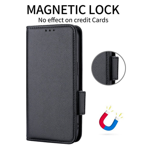 Shockproof Phone Case For Huawei nova Y70 4G / nova Y70 Plus 4G / Enjoy 50 4G, Litchi Texture PU Leather Dual Magnetic Clasp Wallet Cover Stand