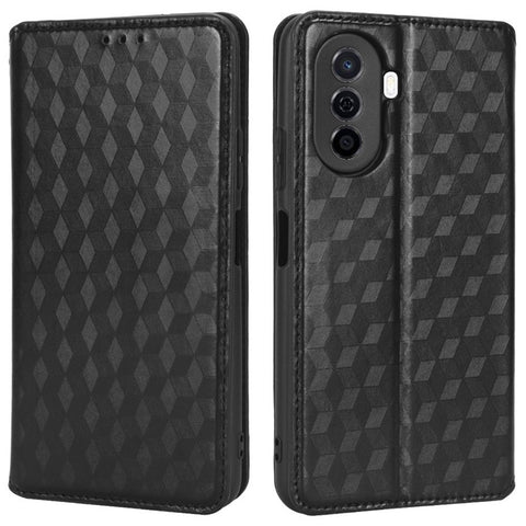 Flip Wallet Cover For Huawei nova Y70 4G / nova Y70 Plus 4G / Enjoy 50 4G, PU Leather Stand Imprinting Rhombus Pattern Phone Case