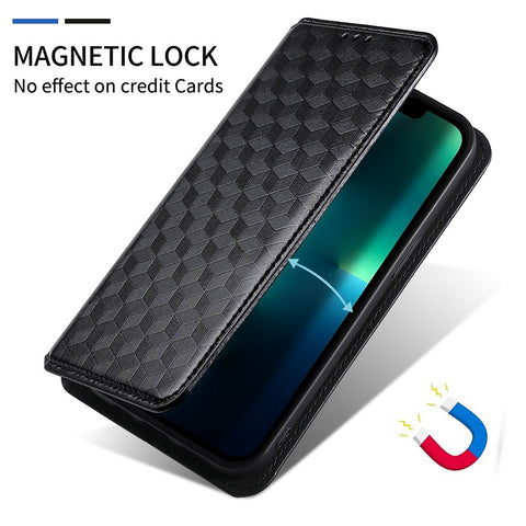 Flip Wallet Cover For Huawei nova Y70 4G / nova Y70 Plus 4G / Enjoy 50 4G, PU Leather Stand Imprinting Rhombus Pattern Phone Case