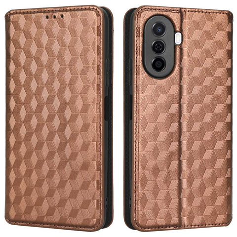 Flip Wallet Cover For Huawei nova Y70 4G / nova Y70 Plus 4G / Enjoy 50 4G, PU Leather Stand Imprinting Rhombus Pattern Phone Case