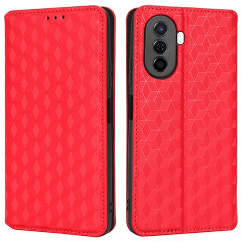 Flip Wallet Cover For Huawei nova Y70 4G / nova Y70 Plus 4G / Enjoy 50 4G, PU Leather Stand Imprinting Rhombus Pattern Phone Case