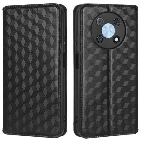 For Huawei nova Y90 4G / Enjoy 50 Pro 4G Imprinting Rhombus Pattern Phone Flip Leather Case Stand Anti-scratch Phone Wallet Cover