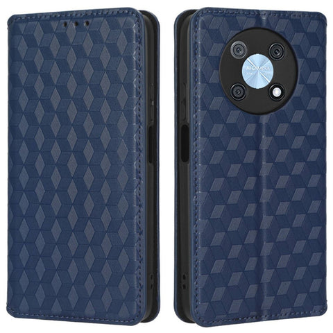 For Huawei nova Y90 4G / Enjoy 50 Pro 4G Imprinting Rhombus Pattern Phone Flip Leather Case Stand Anti-scratch Phone Wallet Cover