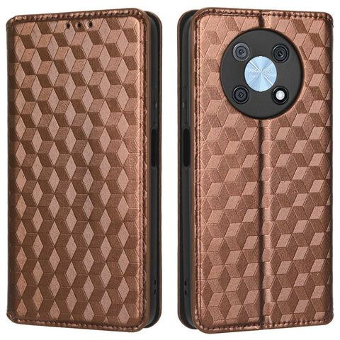 For Huawei nova Y90 4G / Enjoy 50 Pro 4G Imprinting Rhombus Pattern Phone Flip Leather Case Stand Anti-scratch Phone Wallet Cover