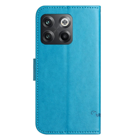 For OnePlus 10T 5G / Ace Pro 5G Butterfly Flower Imprinted Phone Case PU Leather Wallet Cover Stand Shockproof Phone Shell with Strap