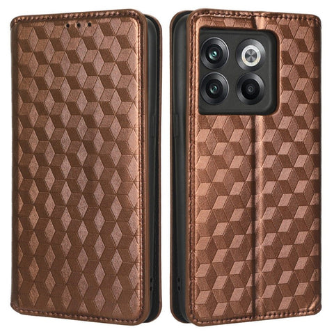 Wallet Cover for OnePlus 10T 5G / Ace Pro 5G, Flip PU Leather Stand Imprinting Rhombus Pattern Phone Case